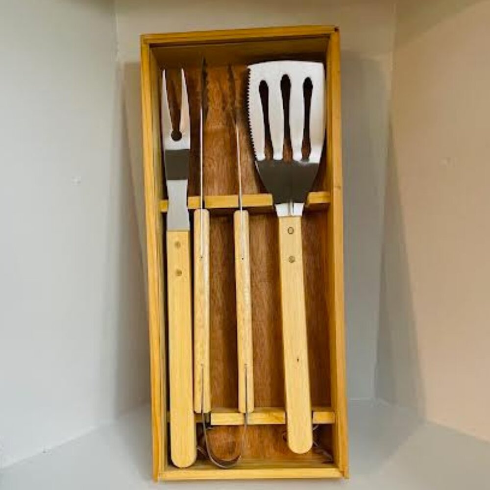 Wooden Box New BBQ Gift Set For BBQ Lovers | Premium Quality BBQ Grill Gift Set